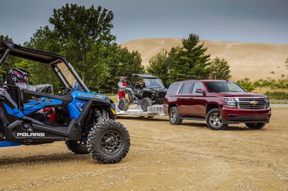2018 Chevrolet Tahoe Custom with ORV trailer and ORV foreground