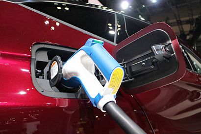 2017 Honda Clarity fuel port shown with fuel nozzle