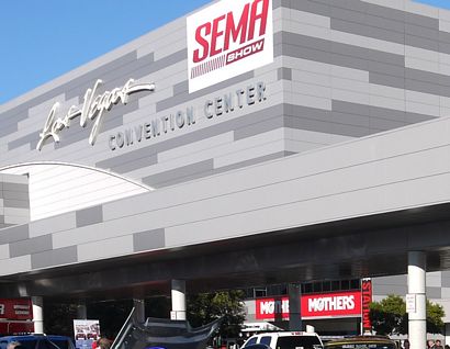 2014 SEMA Show banner at the Las Vegas Convention Center
