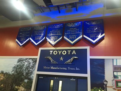 Toyota Motors Manufacturing Texas lobby back wall